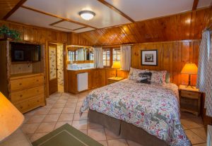 Interior of cabin at Alpine Village Jasper