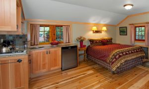 Interior of cabin at Alpine Village Jasper