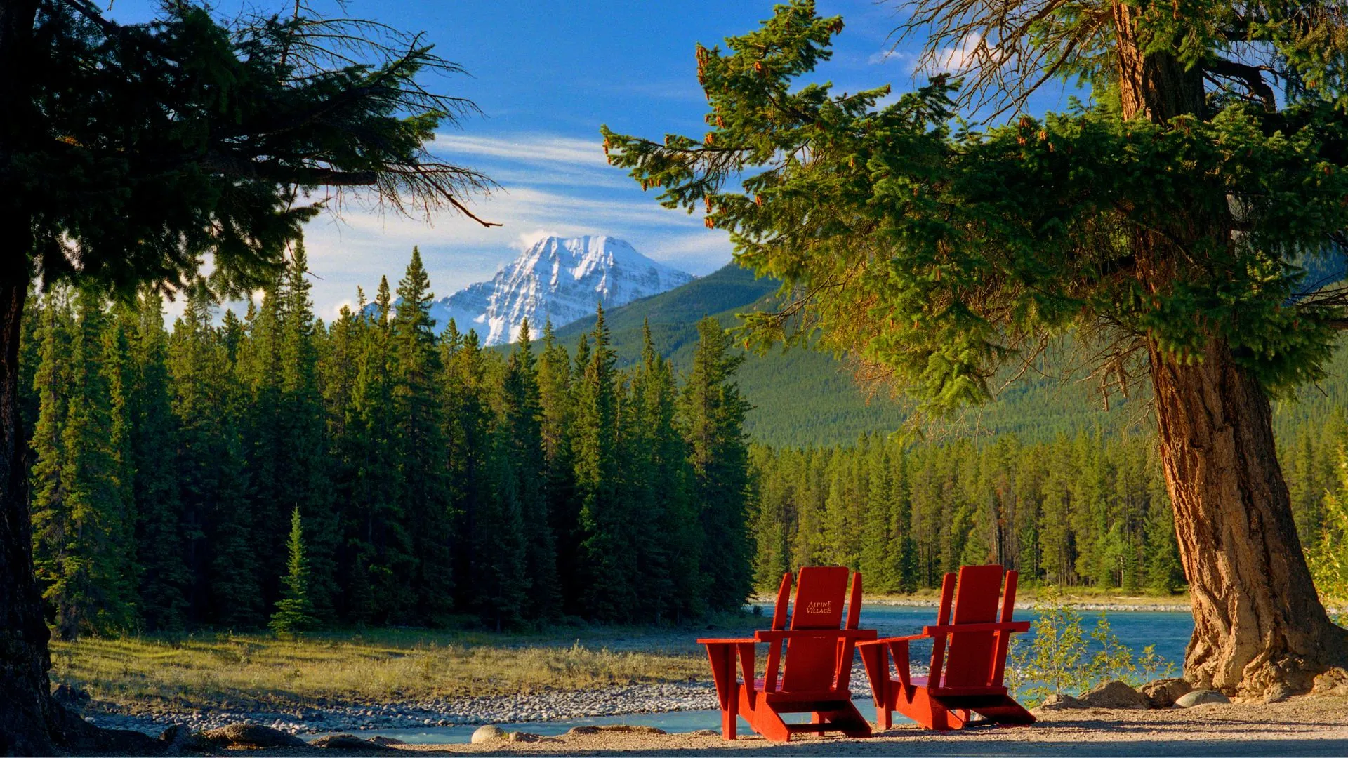 View of the mountains from Alpine Village Jasper