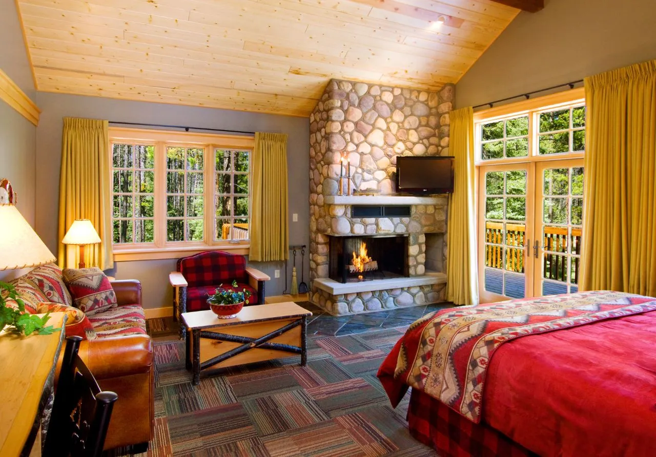 Interior of cabin at Alpine Village Jasper