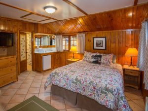 Interior of individual heritage sleeping cabin at alpine village jasper
