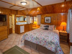 Interior of individual heritage sleeping cabin at alpine village jasper