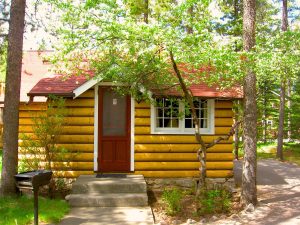 Individual heritage sleeping cabin exterior at alpine village