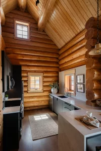 The interior of our Executive One Bedroom Cabin Kitchen